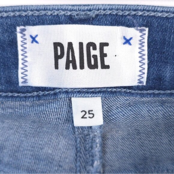 PAIGE HOXTON SLIM Distressed Raw Hem Jeans Stretch Size 25 - Picture 6 of 13